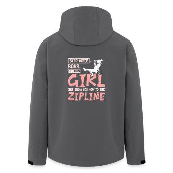 Let this girl show you how to zipline - Recycelte Männer Softshell-Jacke von Stanley/Stella - Anthrazit - Hinten - AI Model Male 185 light (185cm)