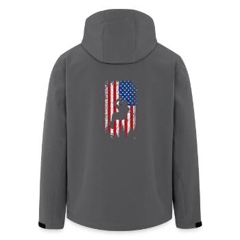 Tyrolienne drapeau américain usa 4 juillet - Veste softshell homme en polyester recyclé Stanley/Stella - charbon - Dos - AI Model Male 185 light (185cm)