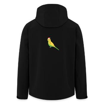 süßer Wellensittich mit Weihnachtsmütze - Recycelte Männer Softshell-Jacke von Stanley/Stella - Schwarz - Hinten - AI Model Male 185 light (185cm)