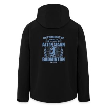 Alter Mann der Badminton spielt - Recycelte Männer Softshell-Jacke von Stanley/Stella - Schwarz - Hinten - AI Model Male 185 light (185cm)