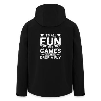 fun and games until you drop a fly fishing - Recycelte Männer Softshell-Jacke von Stanley/Stella - Schwarz - Hinten - AI Model Male 185 light (185cm)