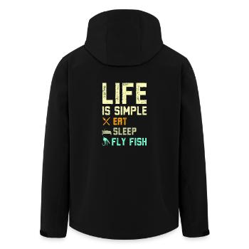 Life is simple eat sleep fly fish - Men’s Recycled Softshell Jacket by Stanley/Stella - black - Back - AI Model Male 185 light (185cm)