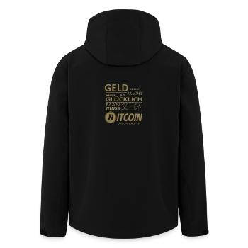 Bitcoin Sprüche Geld allein macht nicht glücklich - Recycelte Männer Softshell-Jacke von Stanley/Stella - Schwarz - Hinten - AI Model Male 185 light (185cm)