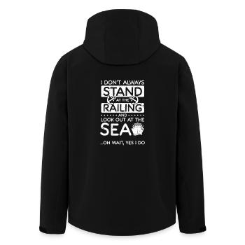 Family Couple Cruising stand and look at the sea - Men’s Recycled Softshell Jacket by Stanley/Stella - black - Back - AI Model Male 185 light (185cm)