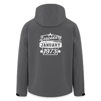 Legendary since January 1973 Retro Birthday - Men’s Recycled Softshell Jacket by Stanley/Stella - anthracite - Back - AI Model Male 185 light (185cm)