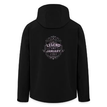 Une légende est née en janvier 1983 - Veste softshell homme en polyester recyclé Stanley/Stella - noir - Dos - AI Model Male 185 light (185cm)