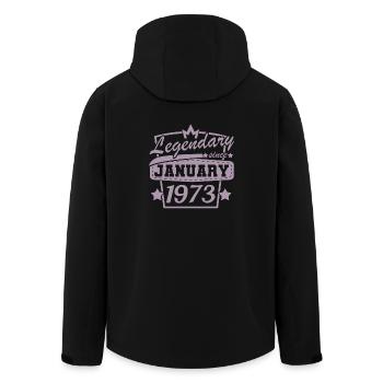 Legendary since January 1973 Retro - Men’s Recycled Softshell Jacket by Stanley/Stella - black - Back - AI Model Male 185 light (185cm)