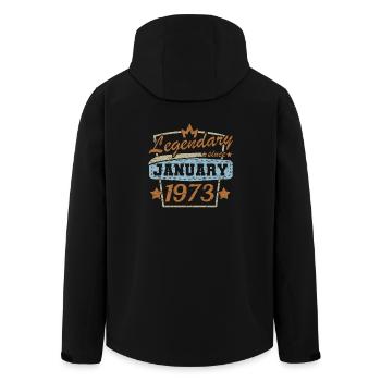 Legendary since January 1973 Retro - Men’s Recycled Softshell Jacket by Stanley/Stella - black - Back - AI Model Male 185 light (185cm)