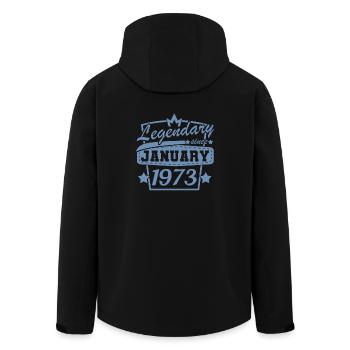 Legendary since January 1973 Retro Birthday - Men’s Recycled Softshell Jacket by Stanley/Stella - black - Back - AI Model Male 185 light (185cm)