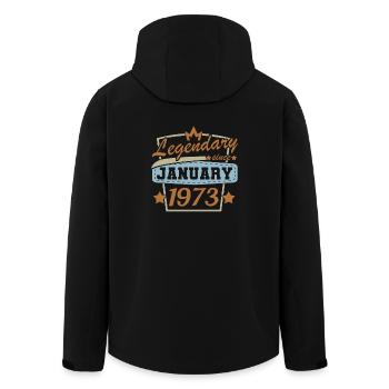 Paroles d’anniversaire Janvier 1973 Anniversaire - Veste softshell homme en polyester recyclé Stanley/Stella - noir - Dos - AI Model Male 185 light (185cm)