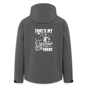 That's my doughter out there handball - Men’s Recycled Softshell Jacket by Stanley/Stella - anthracite - Back - AI Model Male 185 light (185cm)