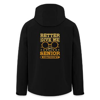 Give me my senior discount - Men’s Recycled Softshell Jacket by Stanley/Stella - black - Back - AI Model Male 185 light (185cm)