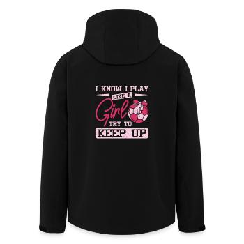 Play like a girl handball - Men’s Recycled Softshell Jacket by Stanley/Stella - black - Back - AI Model Male 185 light (185cm)