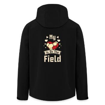 My heart is on the field handball - Men’s Recycled Softshell Jacket by Stanley/Stella - black - Back - AI Model Male 185 light (185cm)