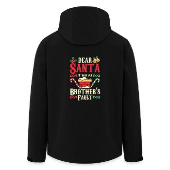 Dear santa it was my brother's fault - Men’s Recycled Softshell Jacket by Stanley/Stella - black - Back - AI Model Male 185 light (185cm)