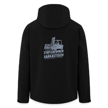 Staplerfahrer Wenn ich sarkastisch werde wirds - Recycelte Männer Softshell-Jacke von Stanley/Stella - Schwarz - Hinten - AI Model Male 185 light (185cm)