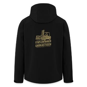 Staplerfahrer Wenn ich sarkastisch werde wirds - Recycelte Männer Softshell-Jacke von Stanley/Stella - Schwarz - Hinten - AI Model Male 185 light (185cm)