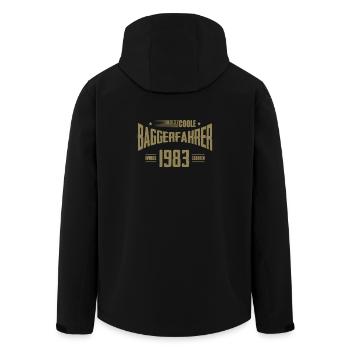 Geburtstag Baggerfahrer Baugeräteführer 1983 - Recycelte Männer Softshell-Jacke von Stanley/Stella - Schwarz - Hinten - AI Model Male 185 light (185cm)