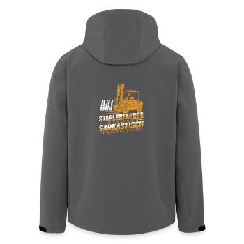 Staplerfahrer Wenn ich sarkastisch werde wirds - Recycelte Männer Softshell-Jacke von Stanley/Stella - Schwarz - Hinten - AI Model Male 185 light (185cm)