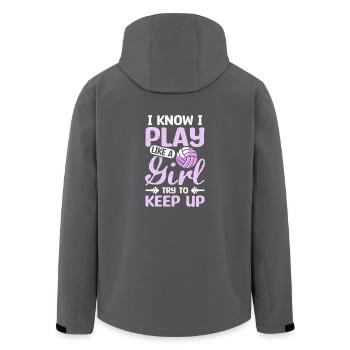 Je joue comme une fille qui essaie de continuer le volleyball - Veste softshell homme en polyester recyclé Stanley/Stella - noir - Dos - AI Model Male 185 light (185cm)