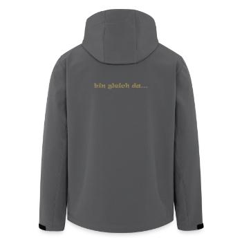 bin gleich da ... komme gleich warten freunde - Recycelte Männer Softshell-Jacke von Stanley/Stella - Schwarz - Hinten - AI Model Male 185 light (185cm)