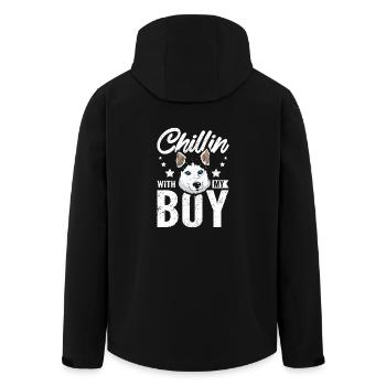 Chillin with my boy, siberian husky - Recycelte Männer Softshell-Jacke von Stanley/Stella - Schwarz - Hinten - AI Model Male 185 light (185cm)