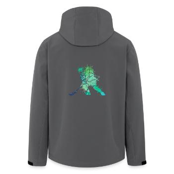 Cool Splash Art Ice Hockey Player - Men’s Recycled Softshell Jacket by Stanley/Stella - black - Back - AI Model Male 185 light (185cm)
