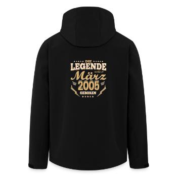 Die Legende wurde im März 2005 geboren - Recycelte Männer Softshell-Jacke von Stanley/Stella - Schwarz - Hinten - AI Model Male 185 light (185cm)