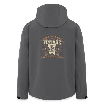 1963 Anniversaire Vintage - Veste softshell homme en polyester recyclé Stanley/Stella - charbon - Dos - AI Model Male 185 light (185cm)