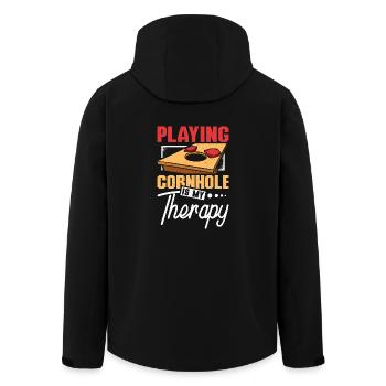 Cornhole spielen ist meine Therapie - Recycelte Männer Softshell-Jacke von Stanley/Stella - Schwarz - Hinten - AI Model Male 185 light (185cm)