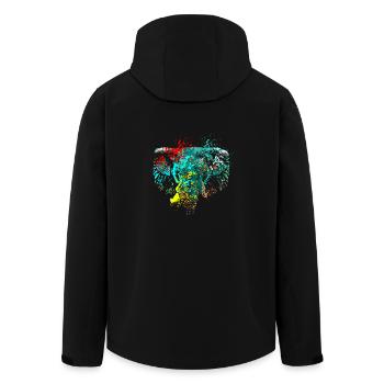 Splash Art Elefanten kopf - Recycelte Männer Softshell-Jacke von Stanley/Stella - Schwarz - Hinten - AI Model Male 185 light (185cm)