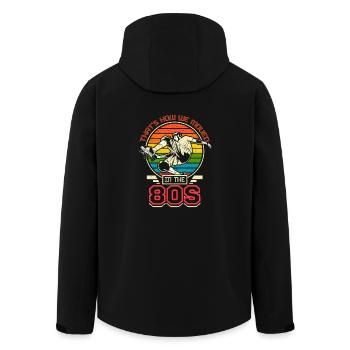 How we moved into the 80s, skateboarding - Men’s Recycled Softshell Jacket by Stanley/Stella - black - Back - AI Model Male 185 light (185cm)