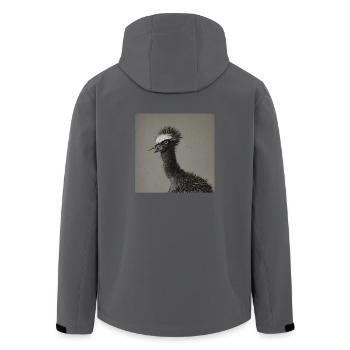 Emu portrait in 19th century style - Men’s Recycled Softshell Jacket by Stanley/Stella - black - Back - AI Model Male 185 light (185cm)
