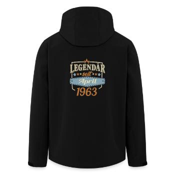 Legenden werden im April Geburtstagsdesign - Recycelte Männer Softshell-Jacke von Stanley/Stella - Schwarz - Hinten - AI Model Male 185 light (185cm)