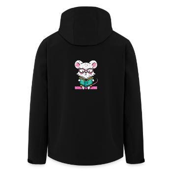 Bookworm Mouse in the Book - Men’s Recycled Softshell Jacket by Stanley/Stella - black - Back - AI Model Male 185 light (185cm)