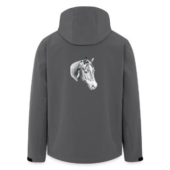 Dessin au crayon de tête de cheval - Veste softshell homme en polyester recyclé Stanley/Stella - charbon - Dos - AI Model Male 185 light (185cm)