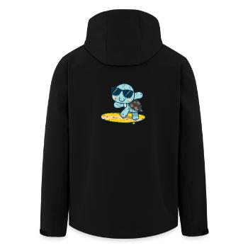 Süße Schildkröte auf Surfbrett mit Sonnenbrille - Recycelte Männer Softshell-Jacke von Stanley/Stella - Schwarz - Hinten - AI Model Male 185 light (185cm)