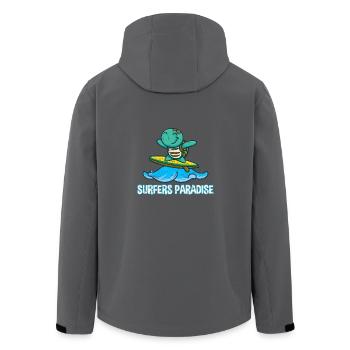 Süße Kawaii-Schildkröte auf Surfbrett mit Surfers - Recycelte Männer Softshell-Jacke von Stanley/Stella - Anthrazit - Hinten - AI Model Male 185 light (185cm)