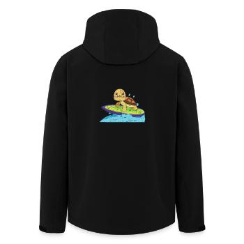 Schildkröte auf surfbrett - Recycelte Männer Softshell-Jacke von Stanley/Stella - Schwarz - Hinten - AI Model Male 185 light (185cm)