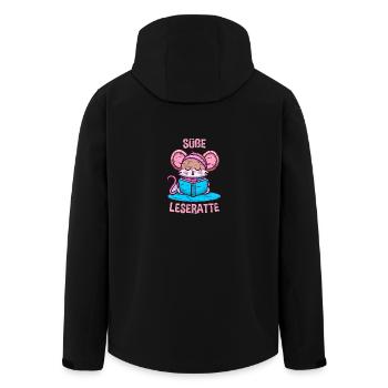 Süße Ratte liest ein Buch Leseratte - Recycelte Männer Softshell-Jacke von Stanley/Stella - Schwarz - Hinten - AI Model Male 185 light (185cm)