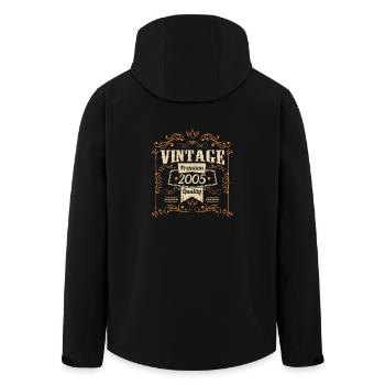 Vintage 2005 Birthday Vintage - Men’s Recycled Softshell Jacket by Stanley/Stella - black - Back - AI Model Male 185 light (185cm)