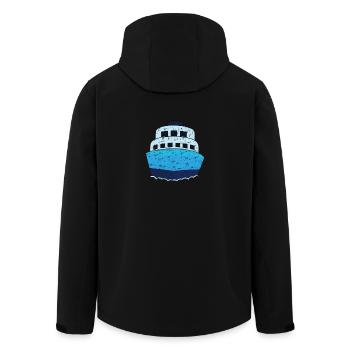 Kreuzfahrtschiff Design Blau Minimalistisch - Recycelte Männer Softshell-Jacke von Stanley/Stella - Schwarz - Hinten - AI Model Male 185 light (185cm)