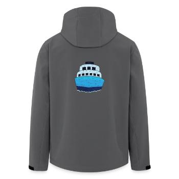 Design de bateau de croisière Bleu Minimaliste - Veste softshell homme en polyester recyclé Stanley/Stella - charbon - Dos - AI Model Male 185 light (185cm)
