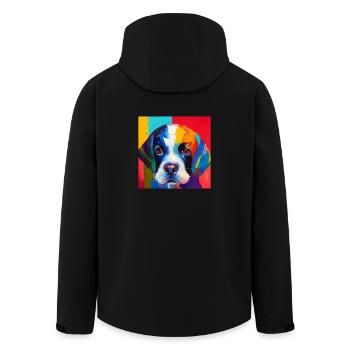 Dog Fans in Oil Painting Style for Labrador - Men’s Recycled Softshell Jacket by Stanley/Stella - black - Back - AI Model Male 185 light (185cm)