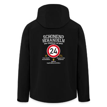 24. Geburtstag Schonend Behandeln Oldtimer Ist 24 - Recycelte Männer Softshell-Jacke von Stanley/Stella - Schwarz - Hinten - AI Model Male 185 light (185cm)