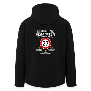 27. Geburtstag Schonend Behandeln Oldtimer Ist 27 - Recycelte Männer Softshell-Jacke von Stanley/Stella - Schwarz - Hinten - AI Model Male 185 light (185cm)