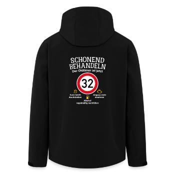 32. Geburtstag Schonend Behandeln Oldtimer Ist 32 - Recycelte Männer Softshell-Jacke von Stanley/Stella - Schwarz - Hinten - AI Model Male 185 light (185cm)