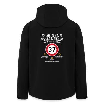 37. Geburtstag Schonend Behandeln Oldtimer Ist 37 - Recycelte Männer Softshell-Jacke von Stanley/Stella - Schwarz - Hinten - AI Model Male 185 light (185cm)