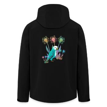Nature, Fleurs, Perroquet, Oiseau, Nature Sauvage - Veste softshell homme en polyester recyclé Stanley/Stella - noir - Dos - AI Model Male 185 light (185cm)