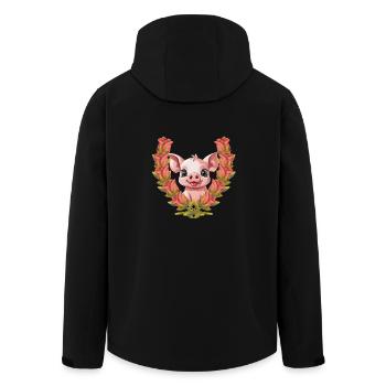 Cochon porte-bonheur cadeau d’anniversaire - Veste softshell homme en polyester recyclé Stanley/Stella - noir - Dos - AI Model Male 185 light (185cm)